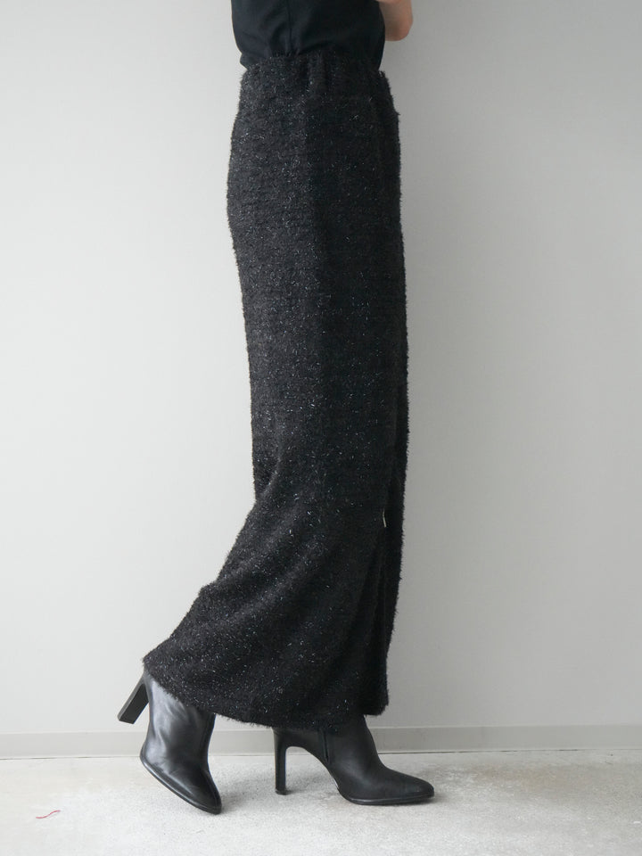 [予約]ラメシャギーフロントジップスカート/black