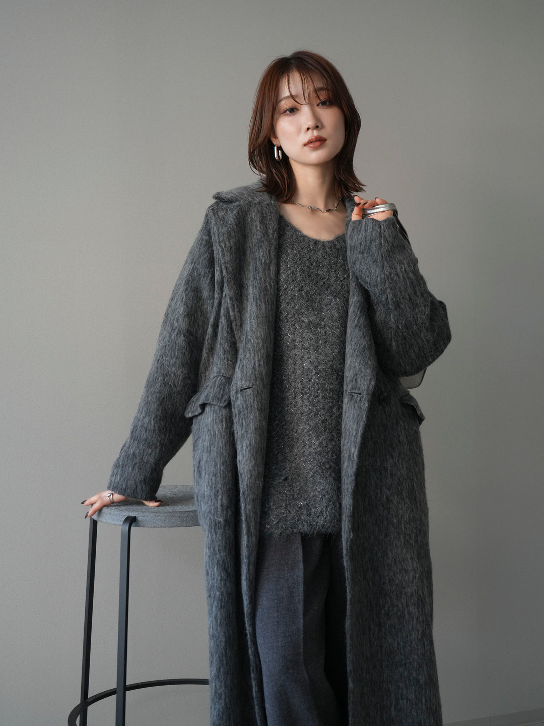 [予約]ソフトシャギーチェスターコート/charcoal