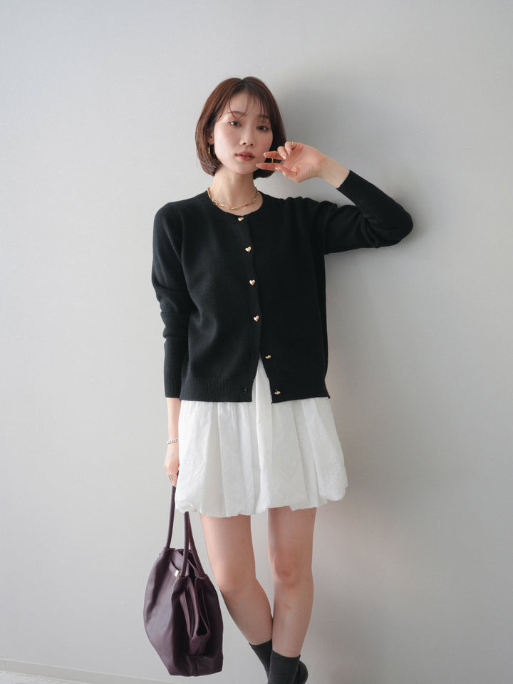 [SET]ハートボタンニットカーディガン+ハートボタンニットカーディガン(2set)