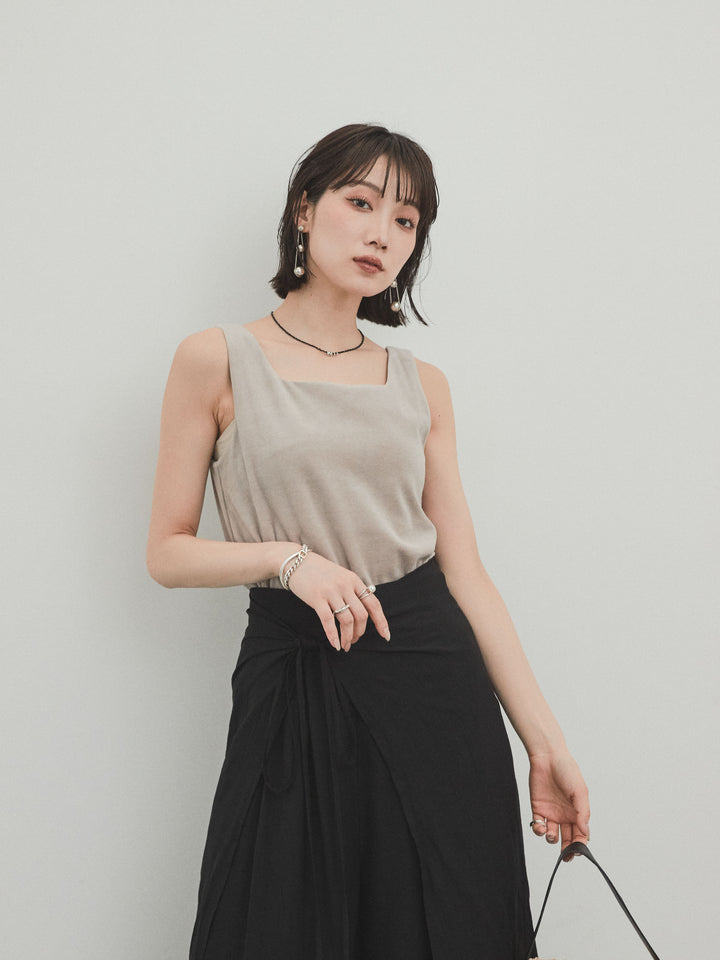 [預購] 方形天鵝絨背心/米白色