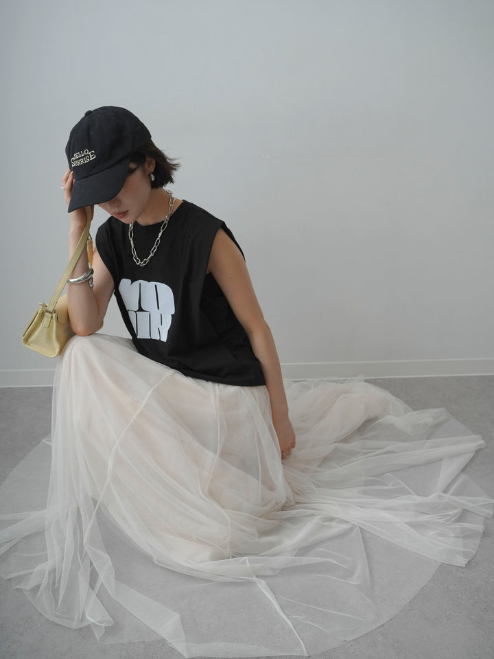 [先行販売！]ショルダータックノースリーブオーバーTEE+ショルダータックノースリーブオーバーTEE(2set)