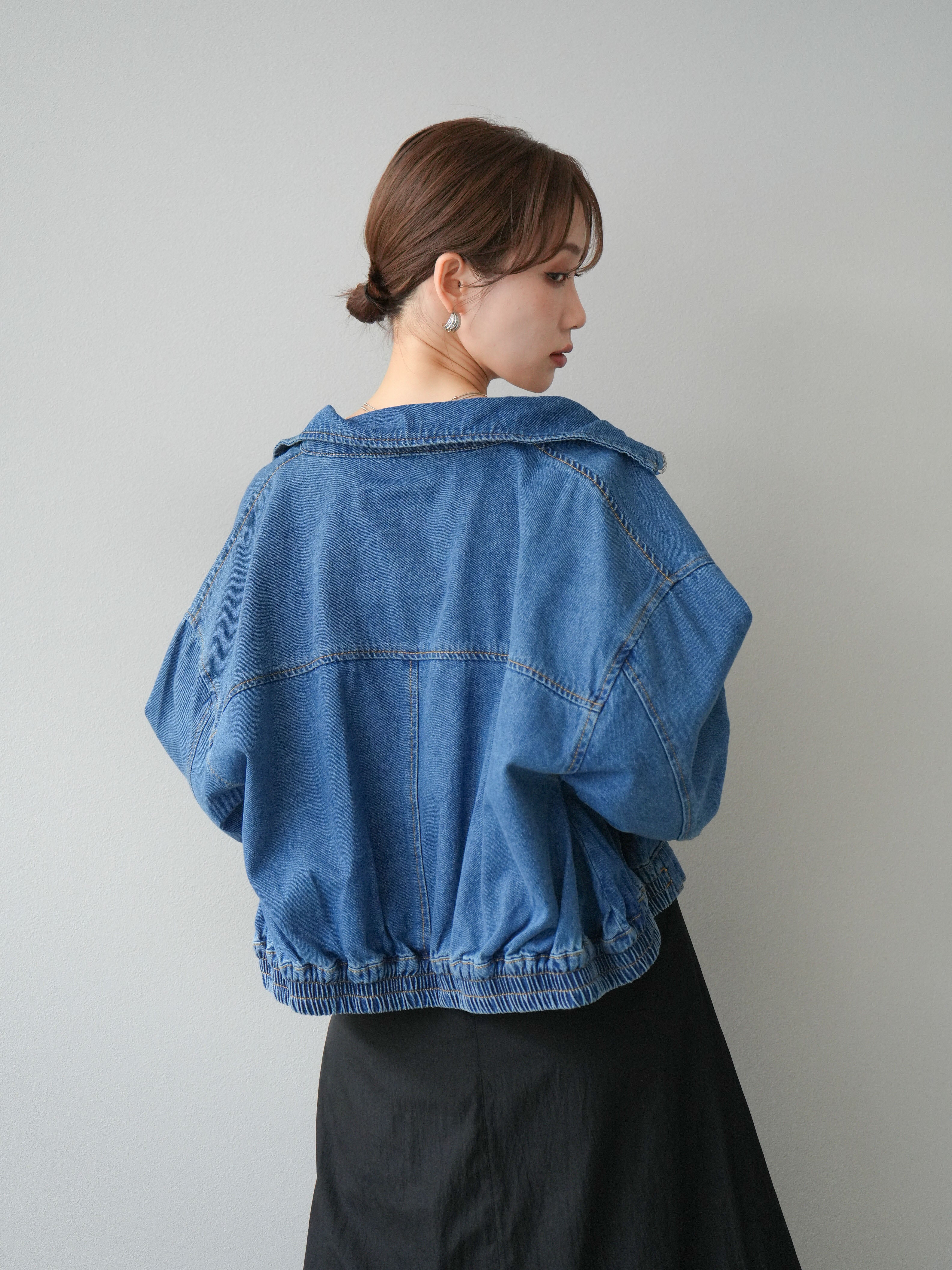 予約]ZIPポケットデニムショートブルゾン/ブルー – Lumier