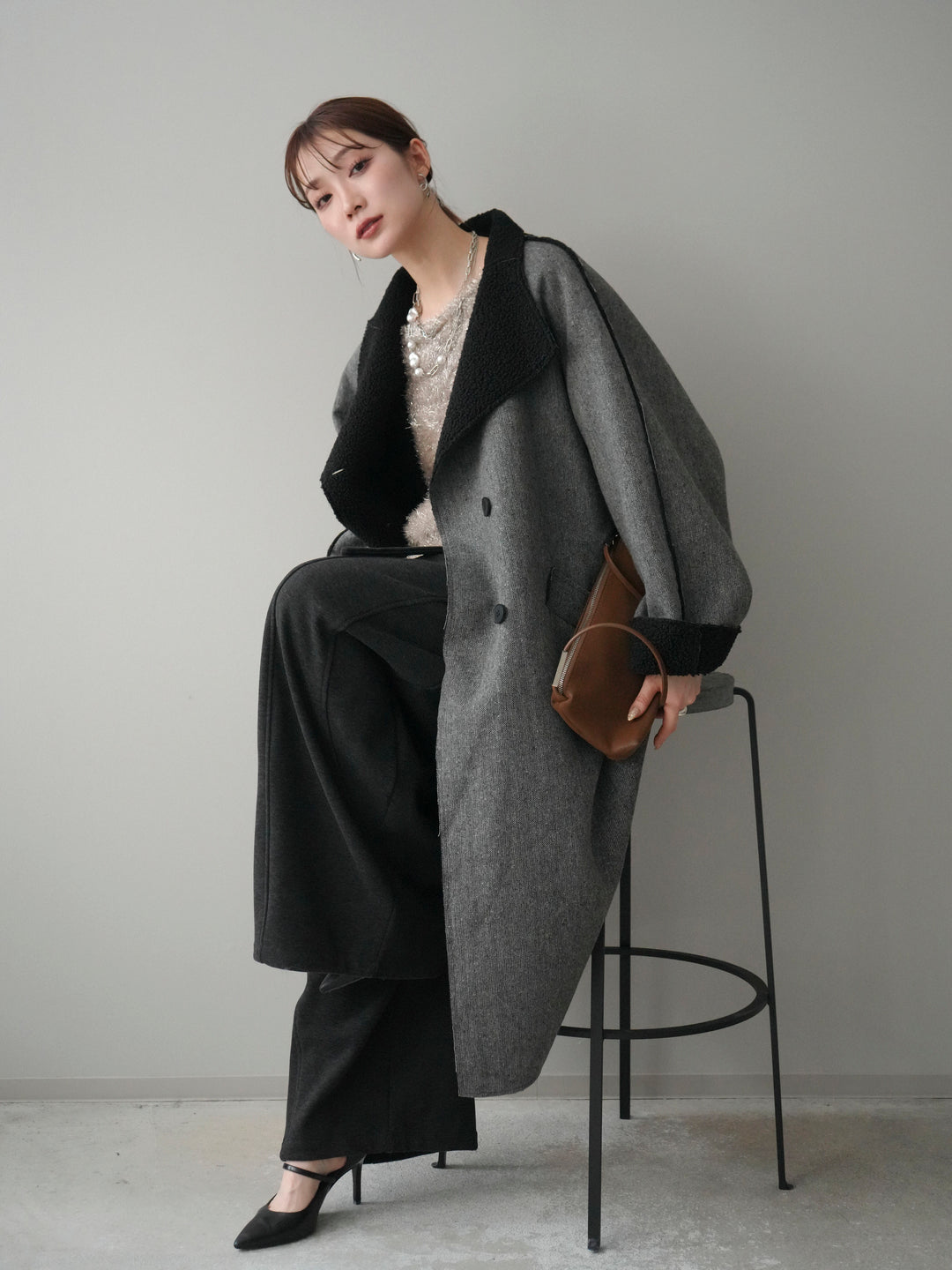 [予約]アウトシーム裏ボアコート/gray