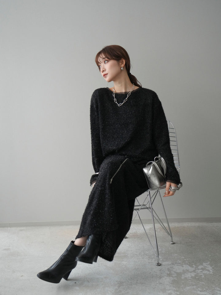 [予約]ラメシャギートップス/black