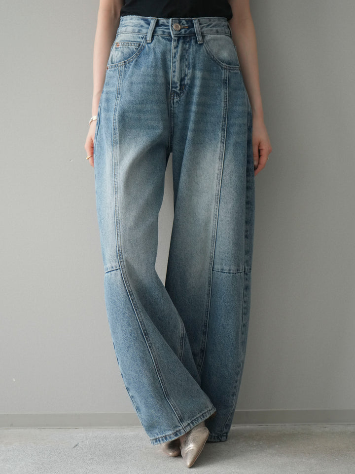 [予約]ガーメントウォッシュカーブデニムパンツ/lightblue