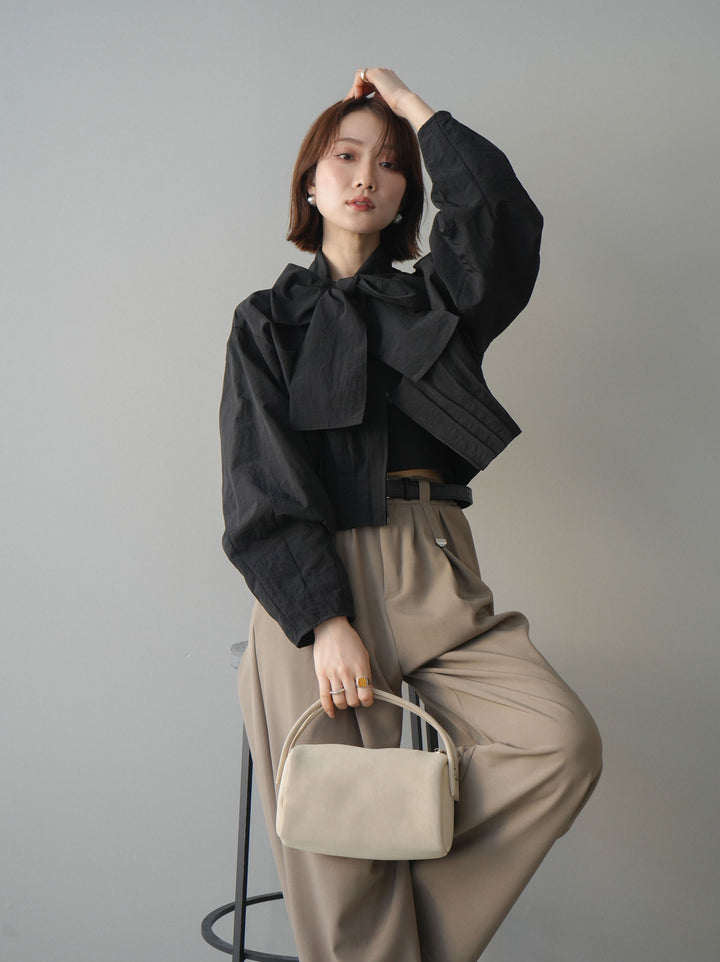 [SET]ボウタイ裾プリーツライトジャケット+ボウタイ裾プリーツライトジャケット(2set)