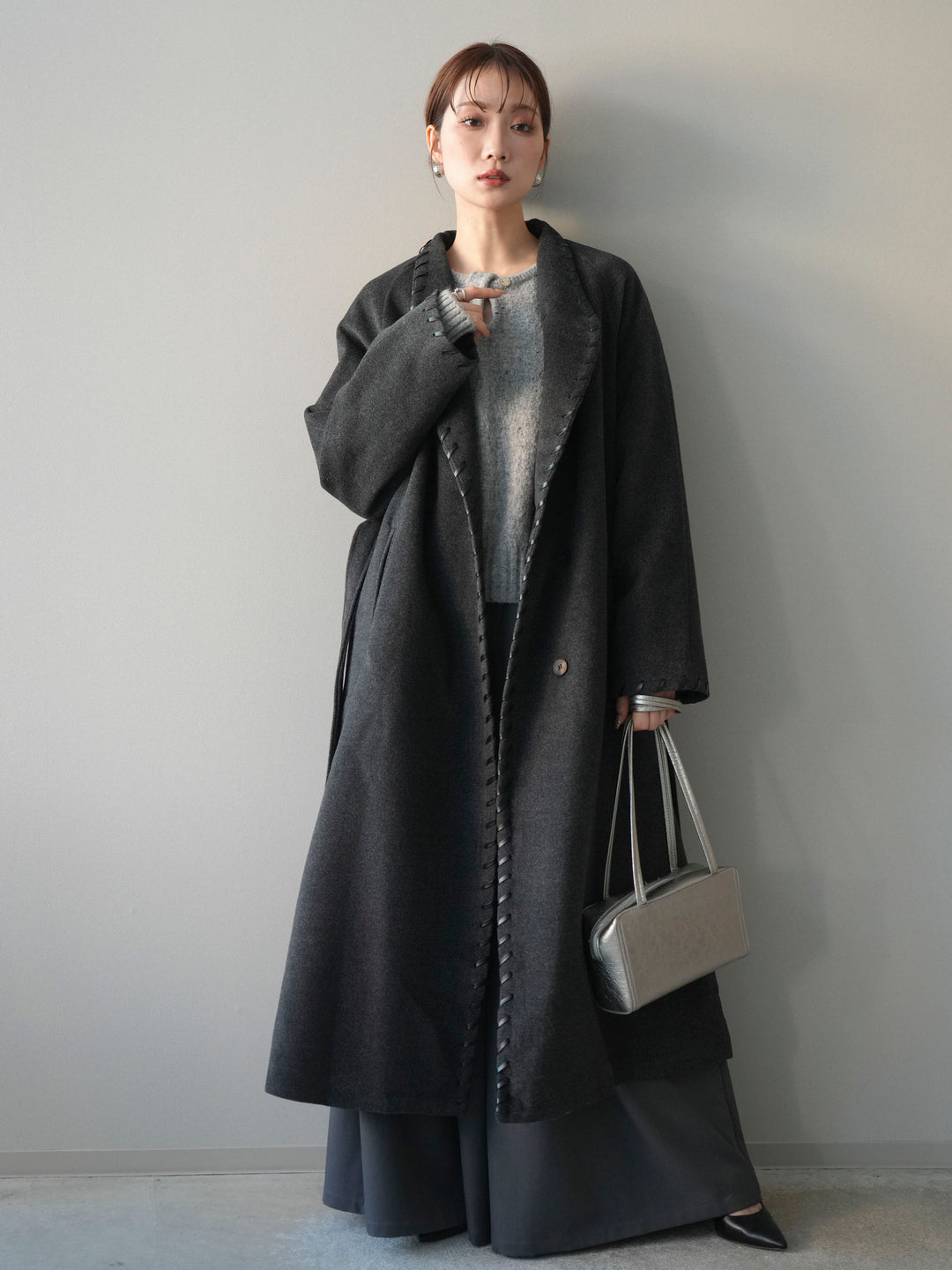 [SET]ハンドステッチ裏中綿ロングコート+ハンドステッチ裏中綿ロングコート(2set)