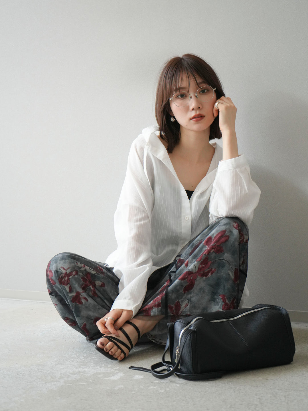 [予約]ワッシャーストライプフーディーシャツ/オフ