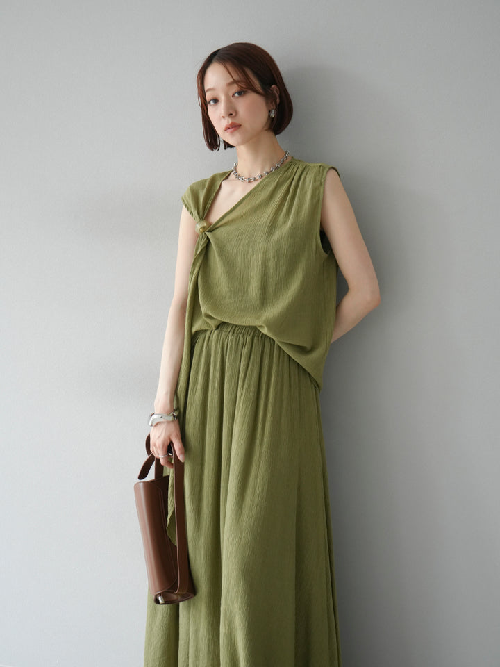 [SET]ビーズモチーフ楊柳ブラウス＆フレアスカートSET UP(2set)