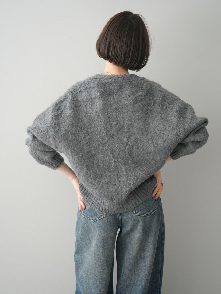 [予約]起毛シャギーニットカーディガン/gray