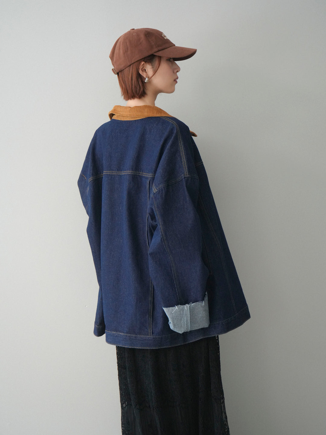 [予約]コーデュロイ×デニムミドルジャケット/indigo