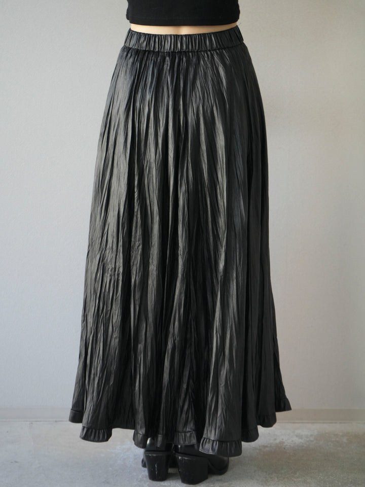 [予約]レザーワッシャーフリルスカート/black