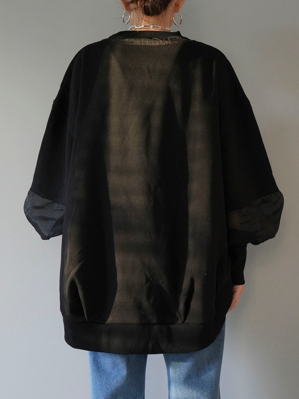 新品タグ付き　1% ボリュームシアースリーブプルオーバー　ブラック セール】 quaranciel:〈手洗い可能〉シアー ボーダー ボリューム