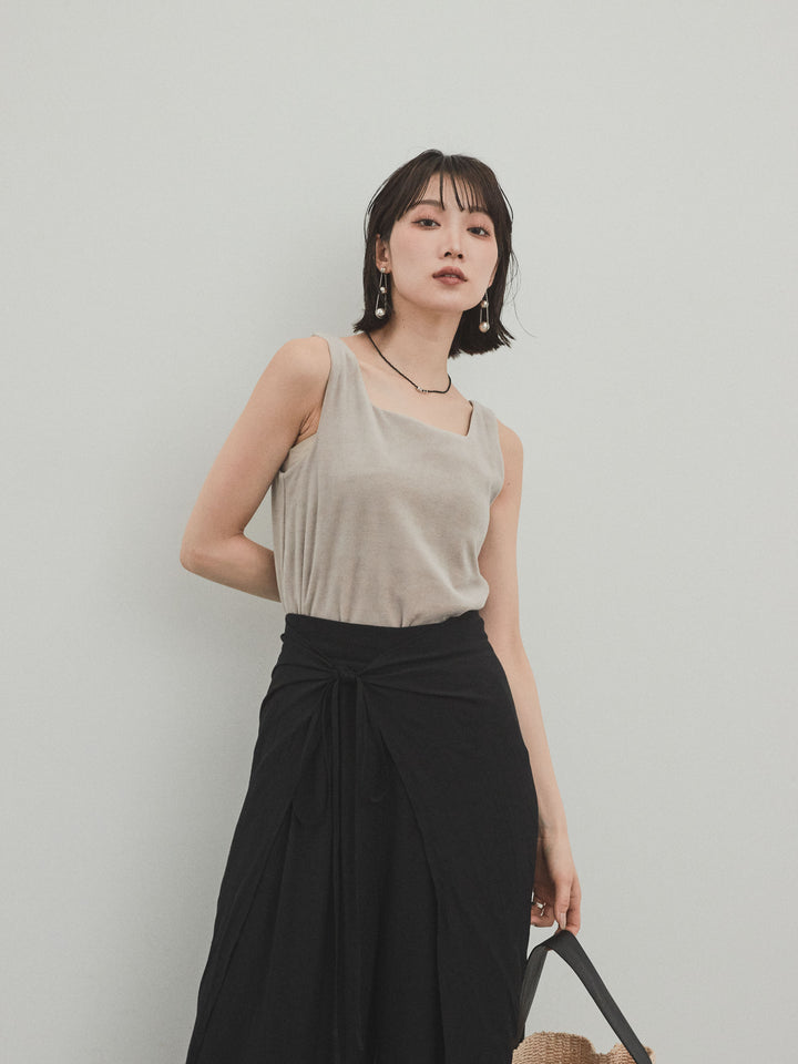 [預購] 方形天鵝絨背心/米白色