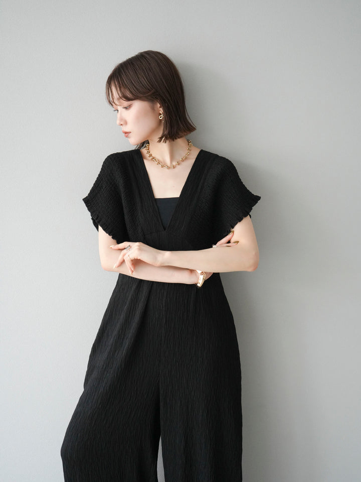 [SET]楊柳シャーリングサロペット+楊柳シャーリングサロペット(2set)