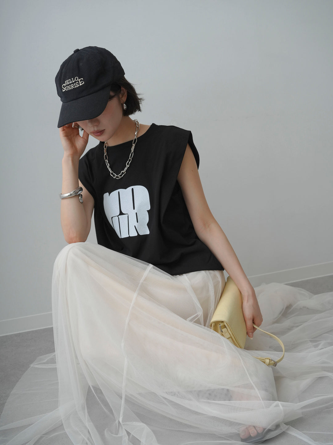 [先行販売！]ショルダータックノースリーブオーバーTEE+ショルダータックノースリーブオーバーTEE(2set)