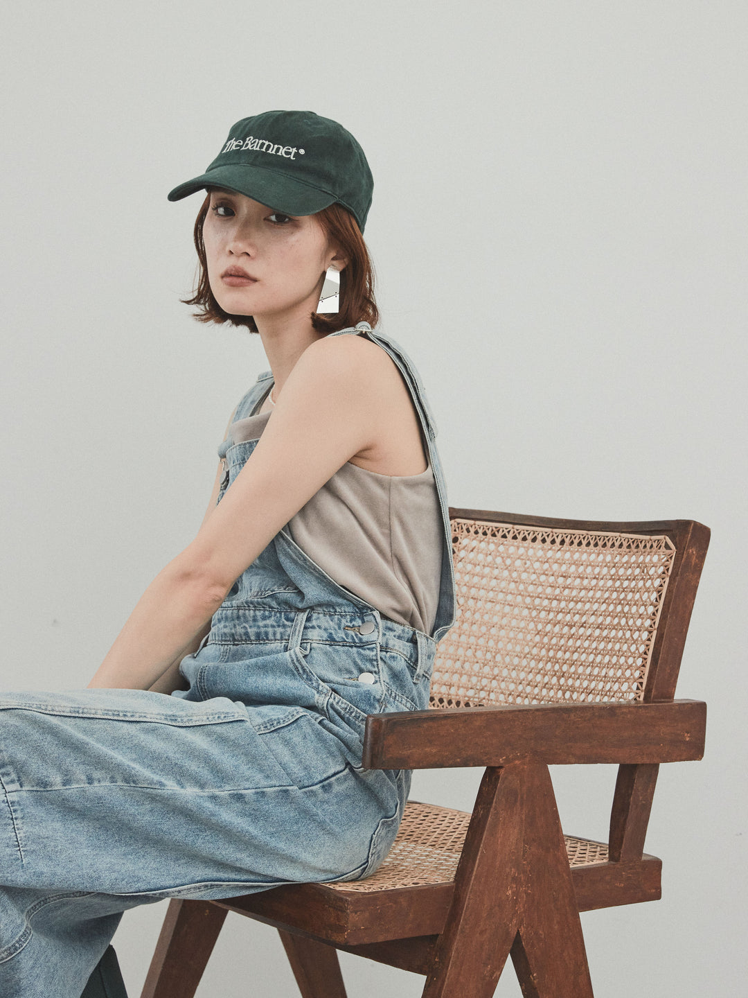 [SET]センターシームデニムサロペット +スクエアベロアタンクトップ(2set)