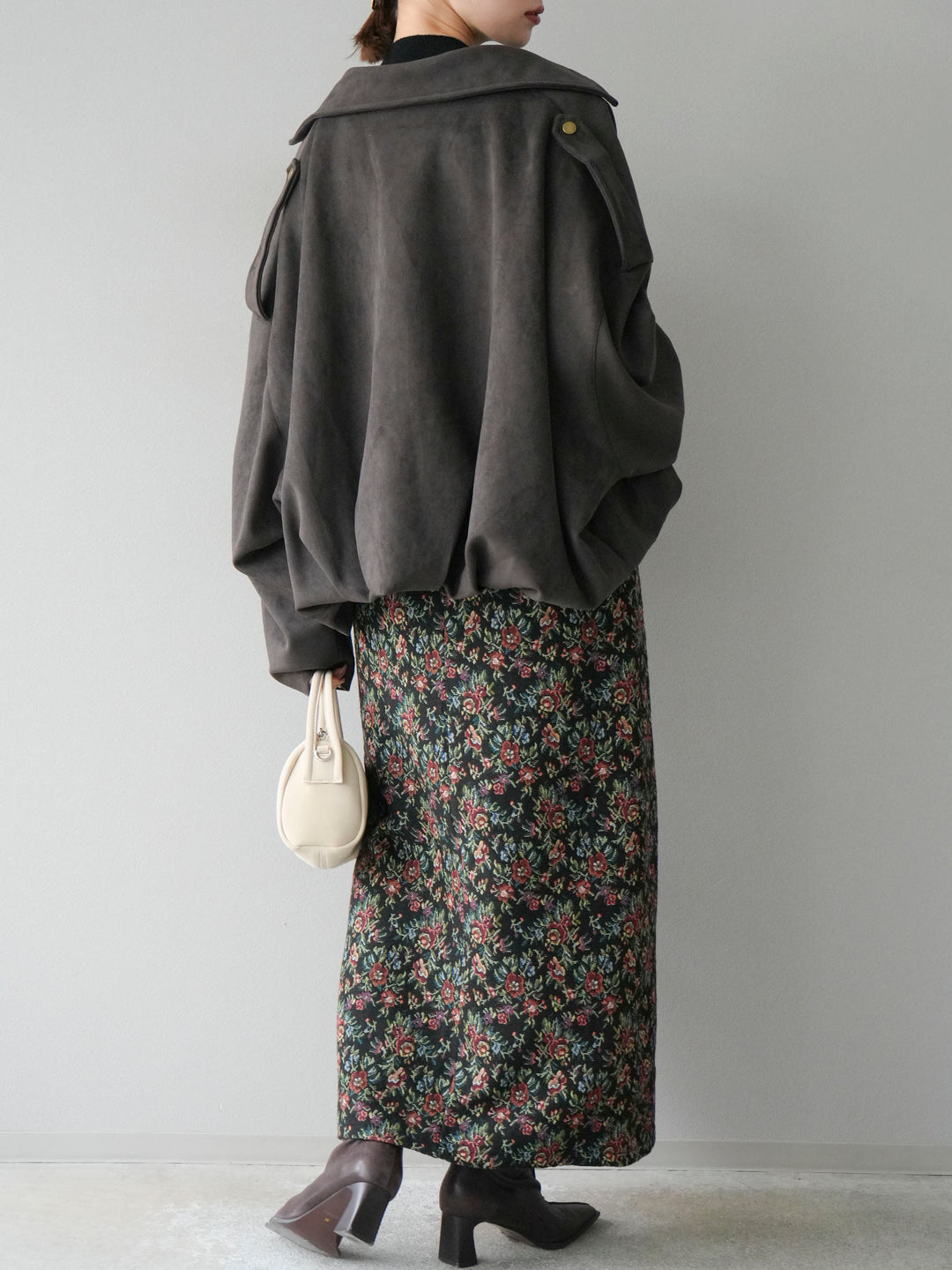 [SET]スウェードオーバーブルゾン+ゴブランフロントジップタイトスカート(2set)