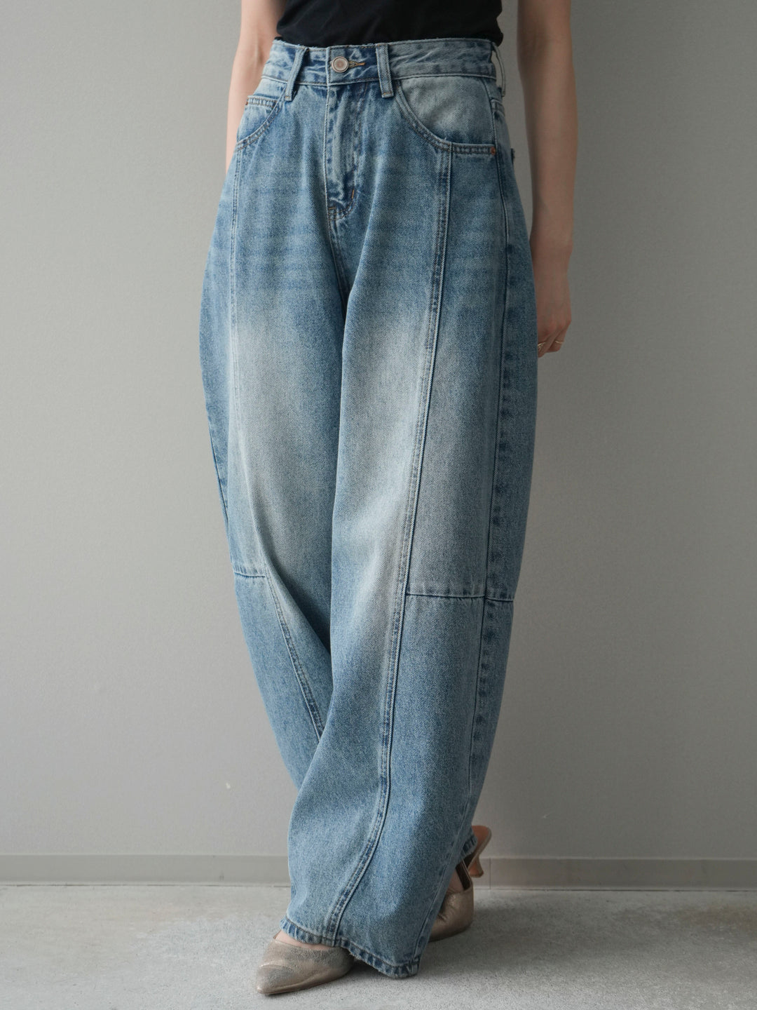 [予約]ガーメントウォッシュカーブデニムパンツ/lightblue