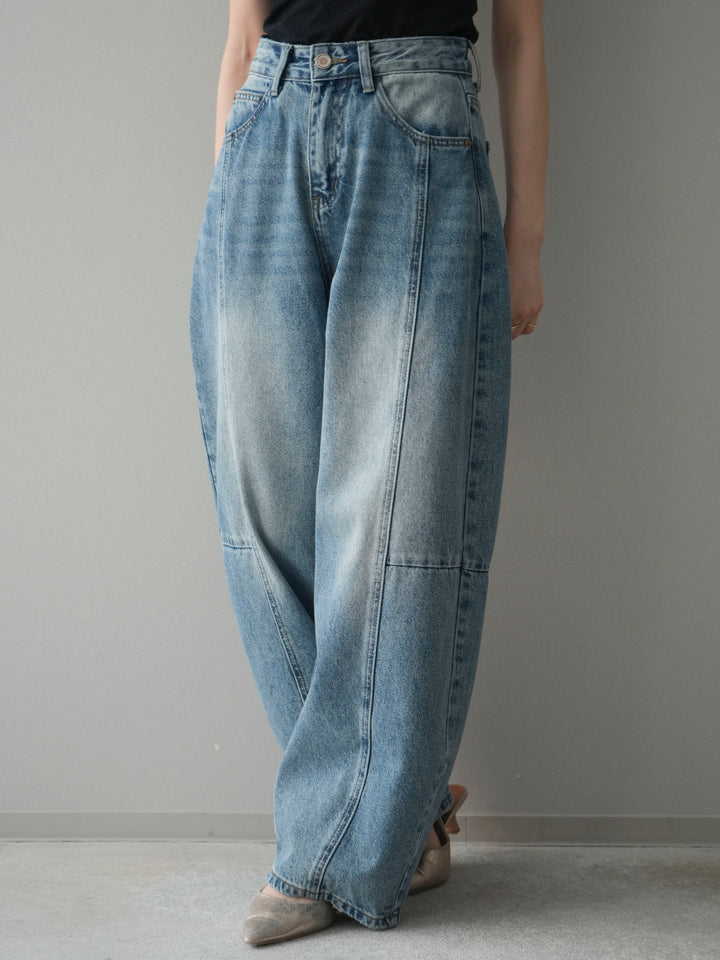 [予約]ガーメントウォッシュカーブデニムパンツ/lightblue