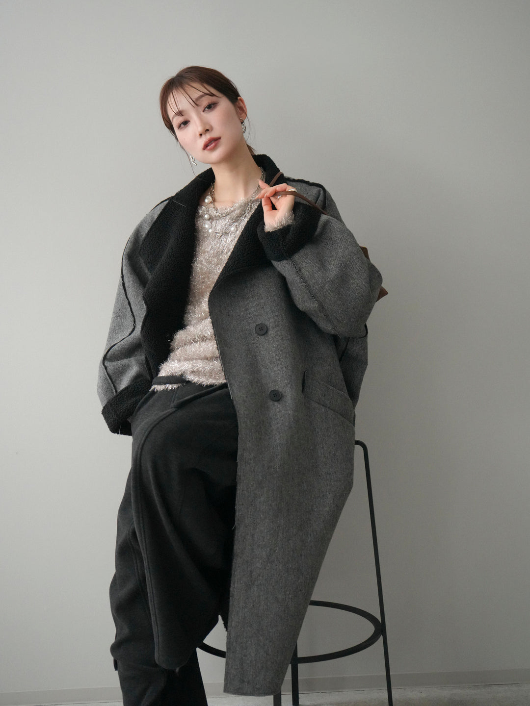 [予約]アウトシーム裏ボアコート/gray