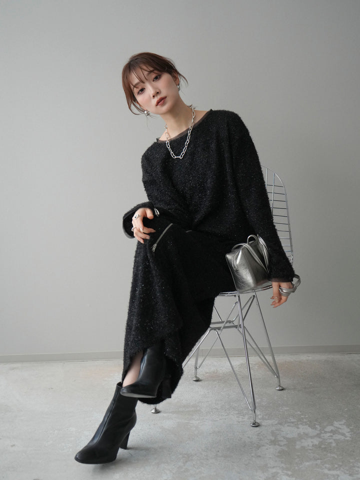 [予約]ラメシャギートップス/black