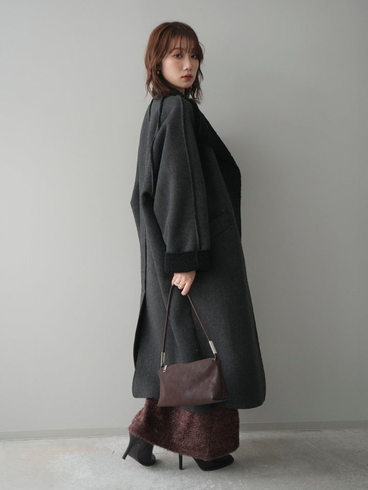 [SET]アウトシーム裏ボアコート+ラメシャギートップス(2set)