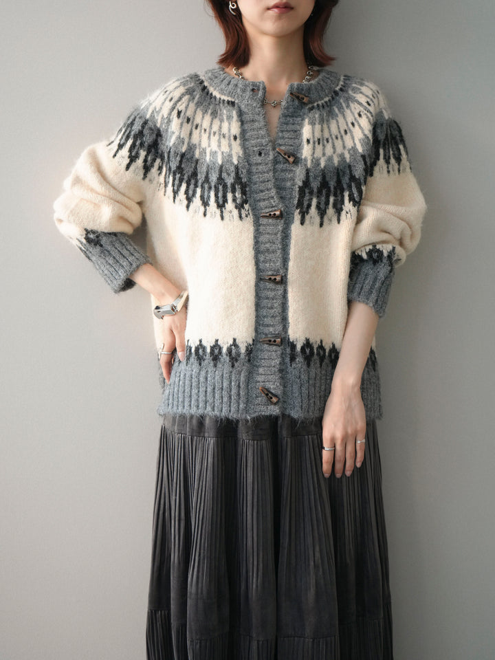 [SET]トグルボタン求心柄ニットカーディガン+選べるアクセセット(2set)