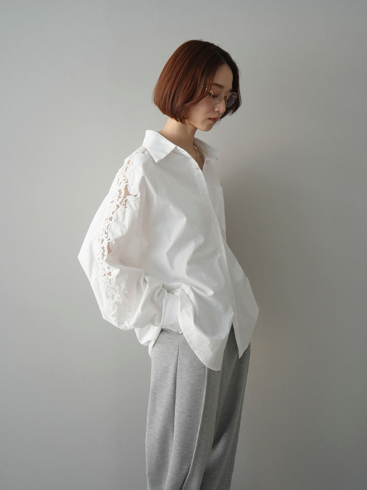 [SET]アームレースブロードシャツ+2WAYデザインスウェットパンツ(2set)