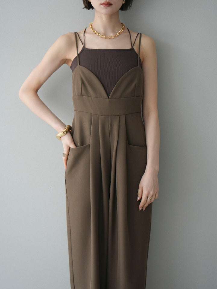 [予約]バックデザインサロペット/brown