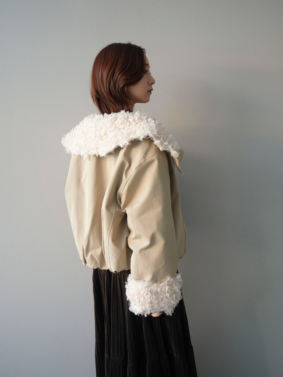 [SET]プードルファーダウンジャケット+ベロアティアードワッシャースカート(2set)