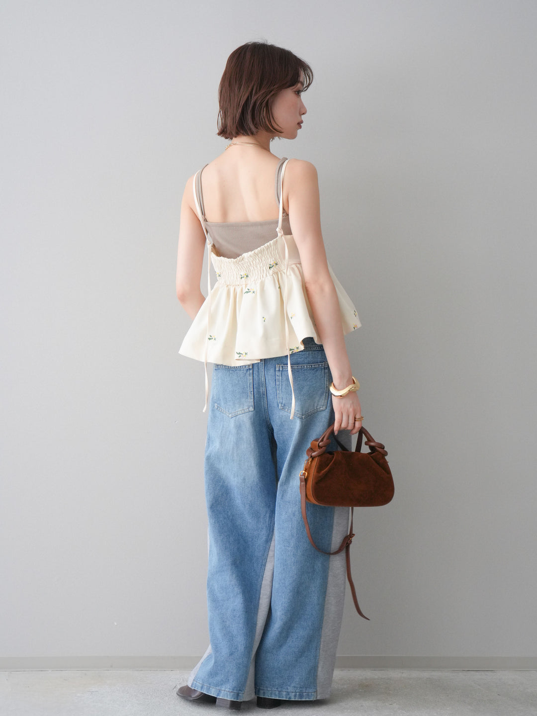 [予約]デニム切替スウェットパンツ/gray