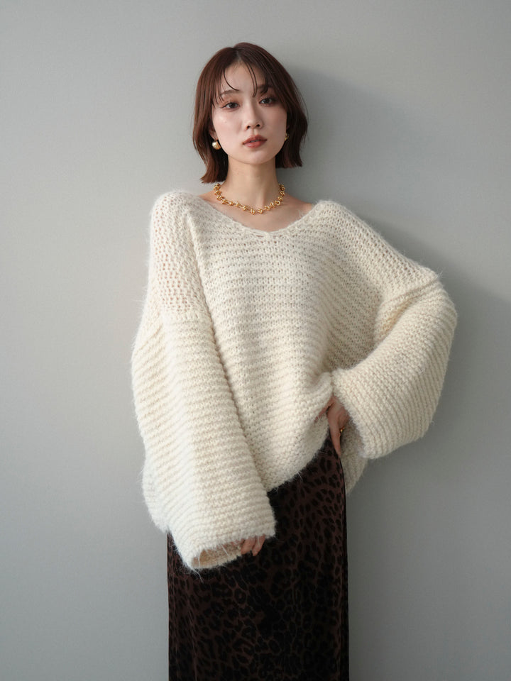 [SET]ワッフル編みシャギーニットプルオーバー+ワッフル編みシャギーニットプルオーバー(2set)