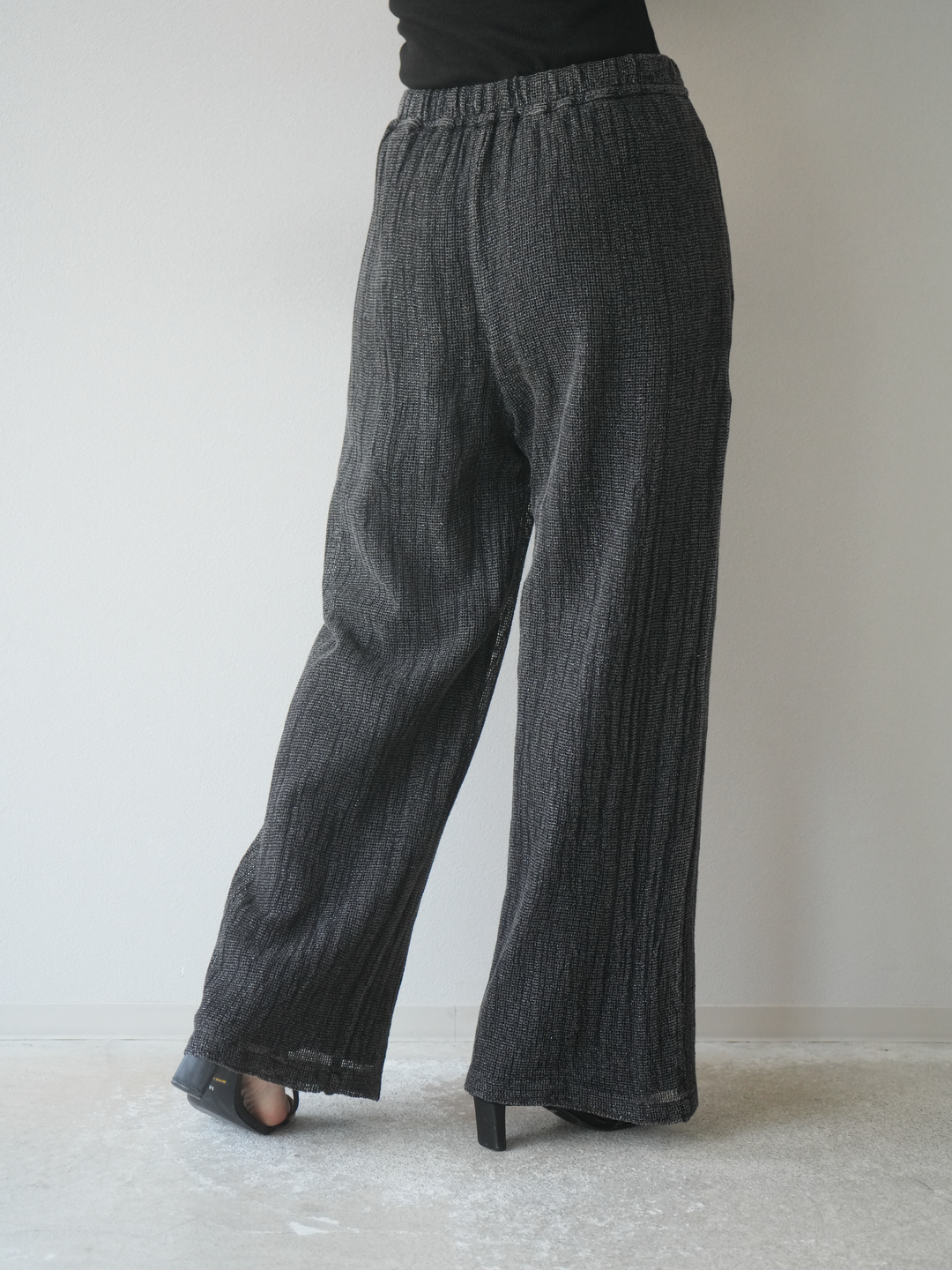 [予約]コットンラメメッシュイージーパンツ/グレー