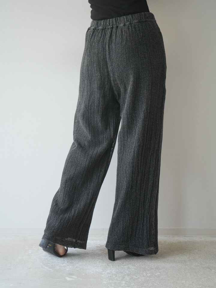 [予約]コットンラメメッシュイージーパンツ/グレー