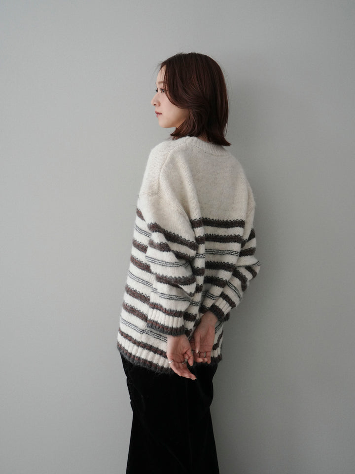 [SET]ステッチボーダーニットプルオーバー+選べるアクセセット(2set)