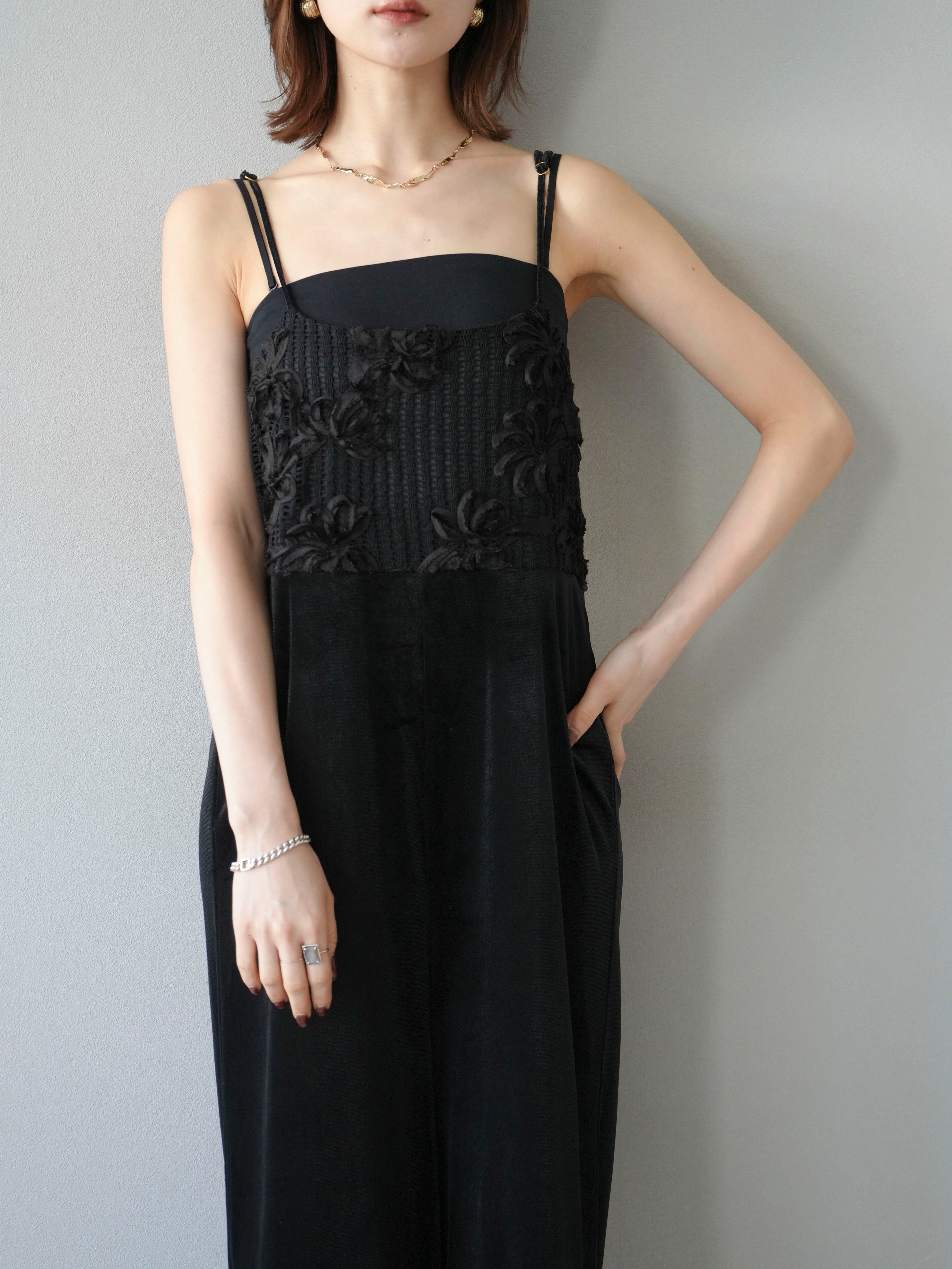 予約]ジャガード切替ベロアサロペット/ブラック – Lumier