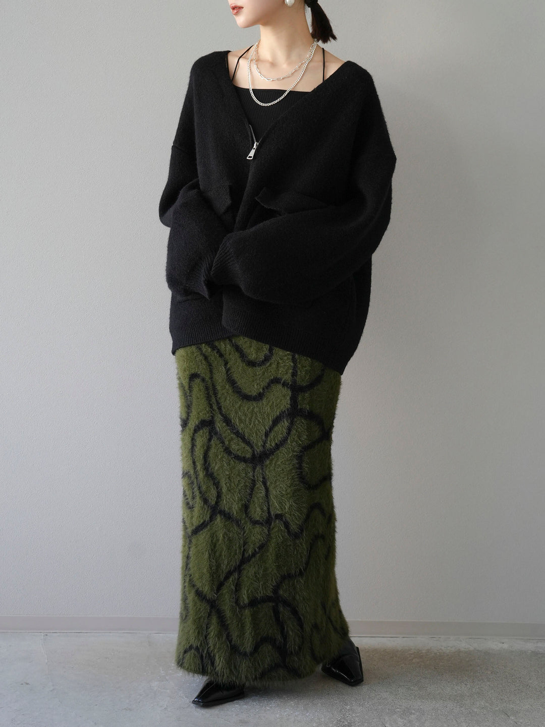 [預訂] Line 毛絨針織裙/卡其色