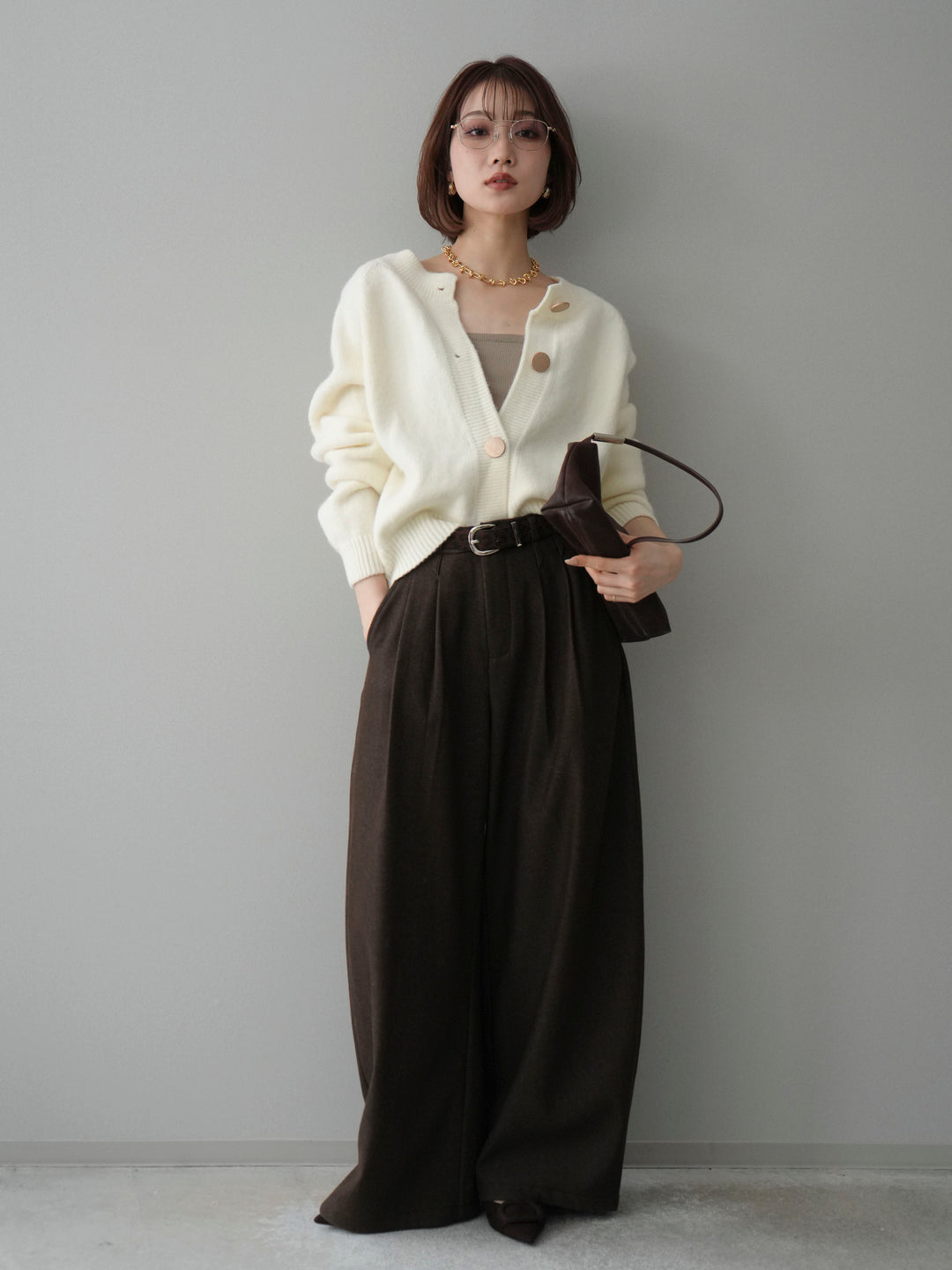 [予約]BIGボタンニットカーディガン/white