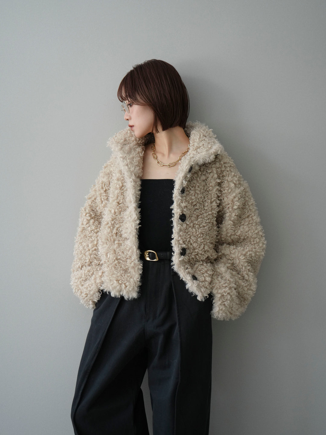 [SET]プードルファーミドルスタンドブルゾン+コットンツイルカーブパンツ(2set)