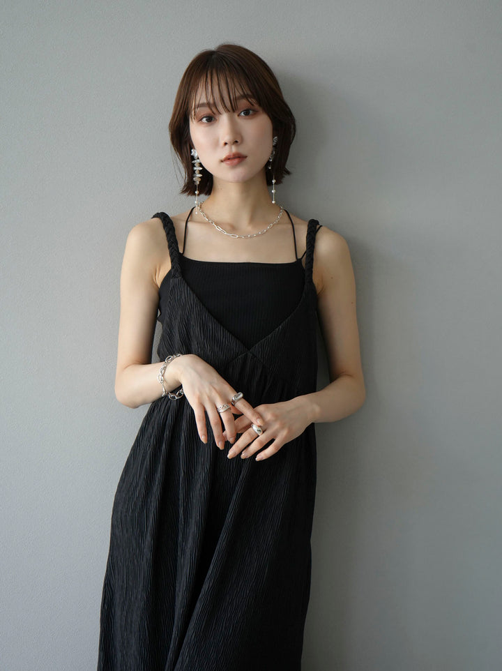 Willow braided string cami dress/black