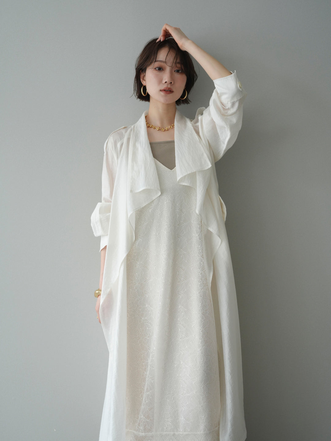 [予約]シアートレンチロングコート/ivory