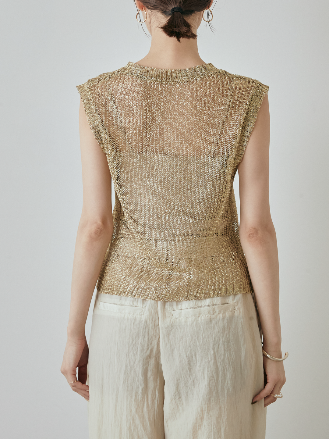 [預購] 細繩針織背心/金色