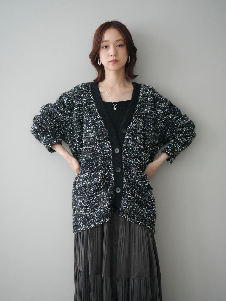 [予約]モールネップニットカーディガン/black