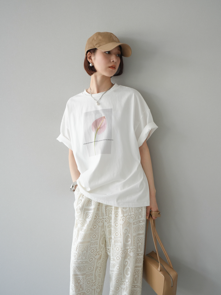 [SET]フラワーフォトビッグTシャツ+選べるアクセセット(2set)