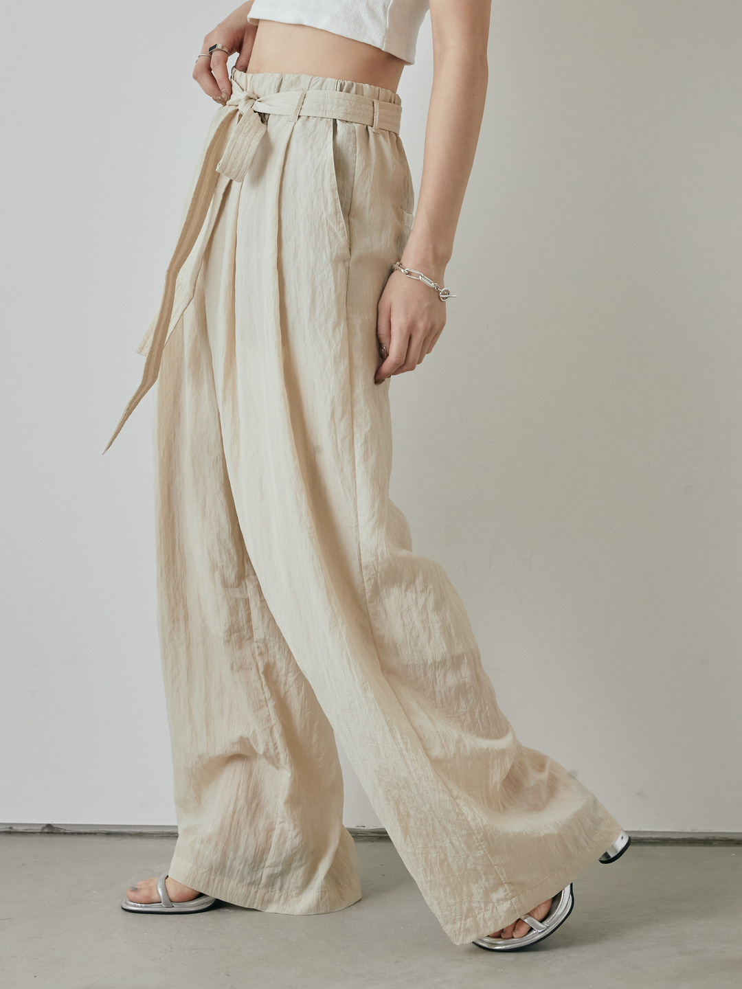 [予約]ナイロンワッシャーイージーパンツ/クリーム