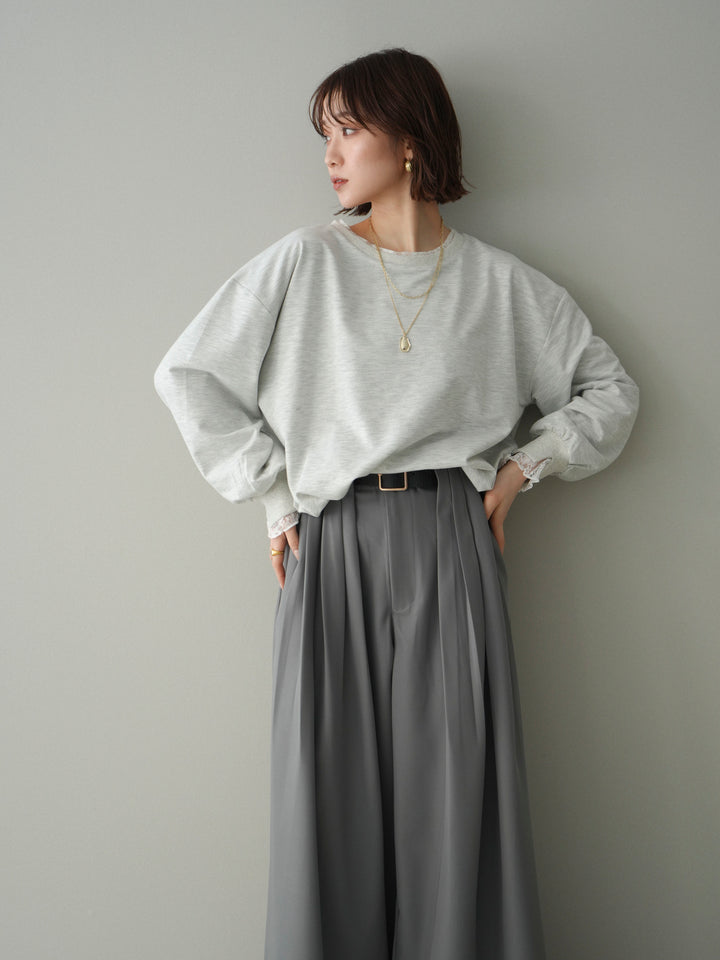 [予約]袖レースカットバルーンプルオーバー/oatmeal