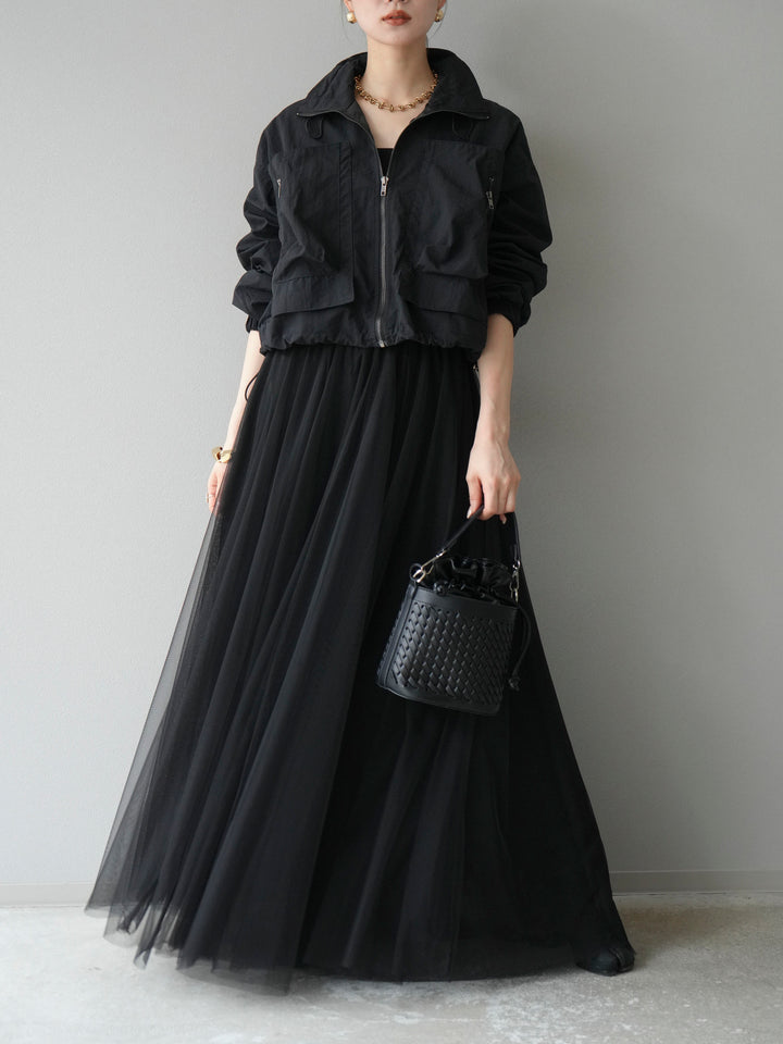 [予約]ポケットデザインショートブルゾン/ブラウン