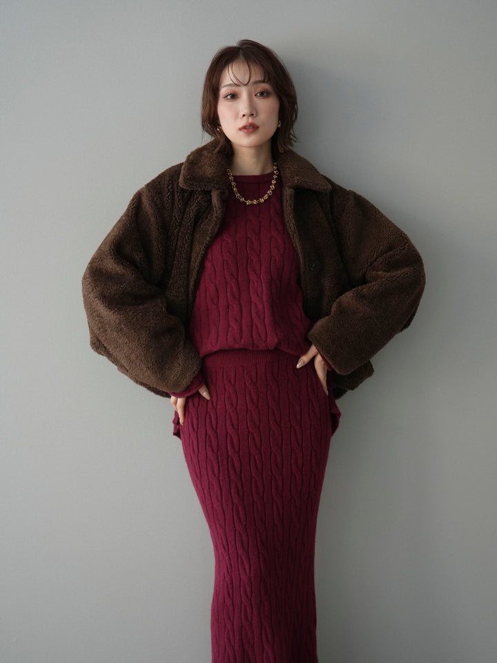 [SET]エコファーステンカラージャケット+選べるアクセセット(2set)