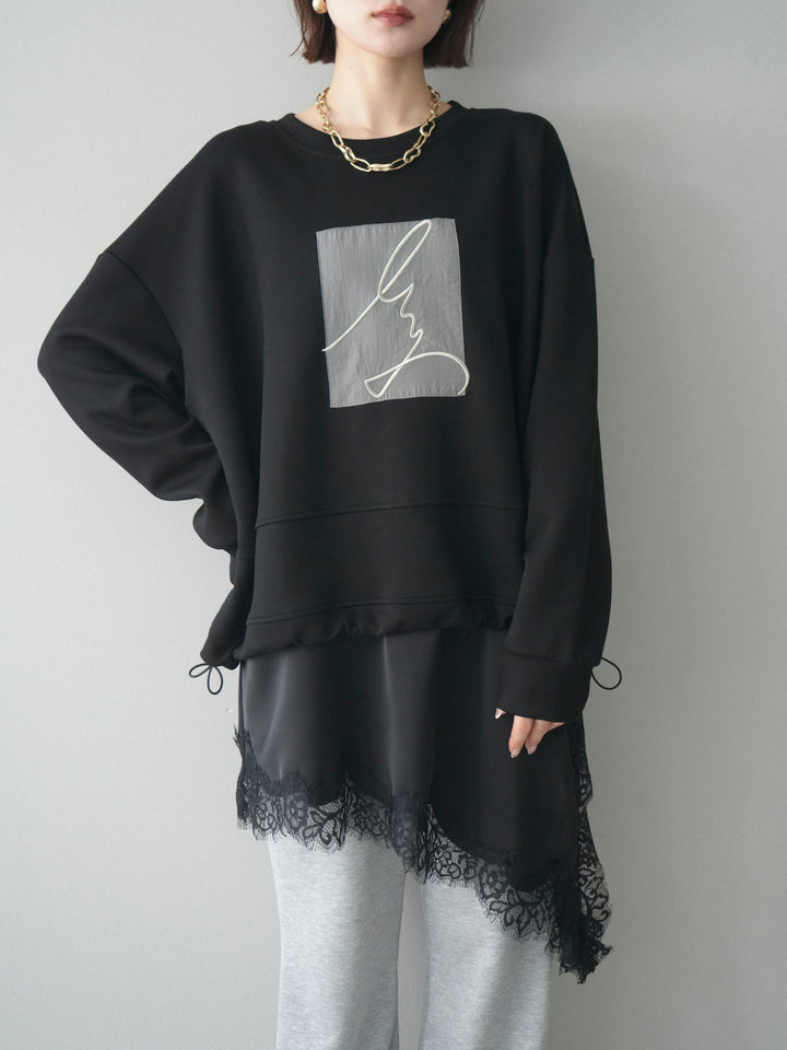 [予約]ライトポンチ刺繍ロゴプルオーバー/black